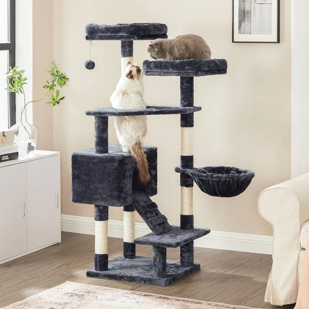 Krabpaal Met Huisje, Ligplateau En Speelbal – 142 cm Hoog – Stabiel Ontwerp Met Sisalpalen - Image 4