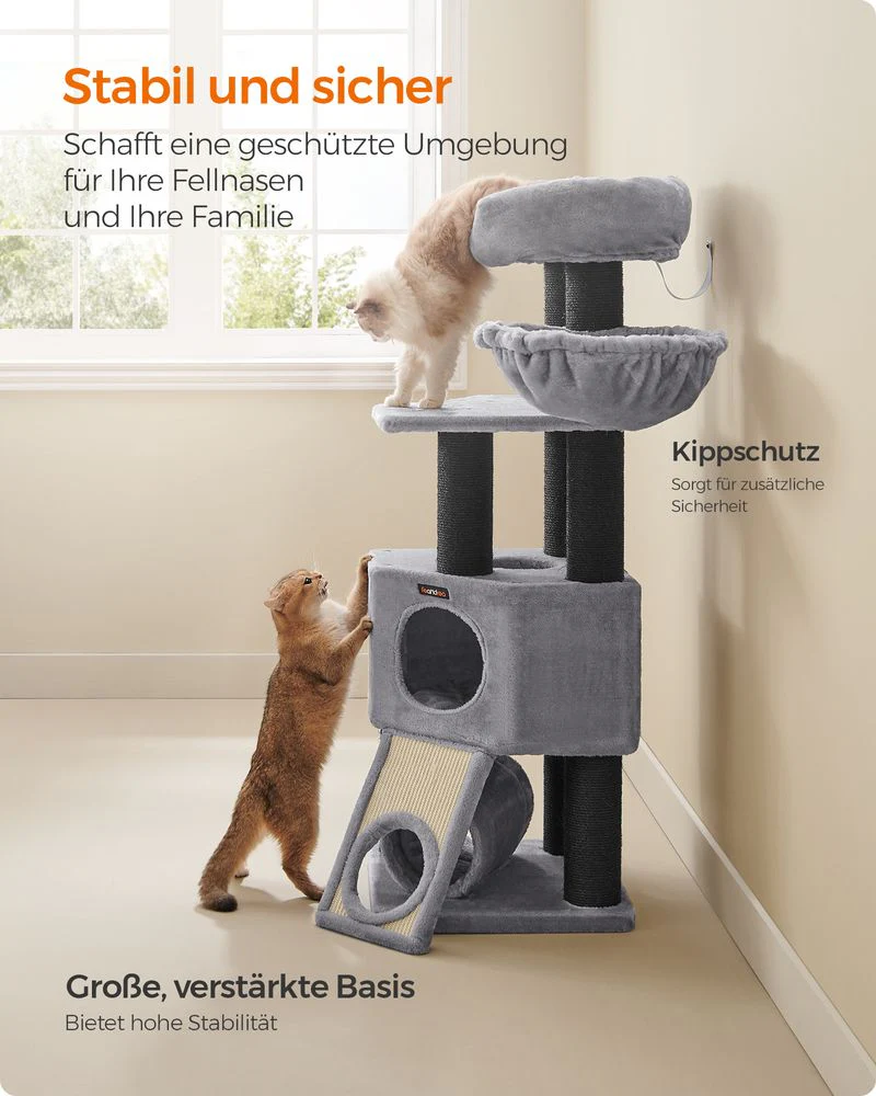 Krabpaal met Speeltunnel - Kattentoren met Hangmat - Kattenboom met Pluche Ligplekken - Image 5