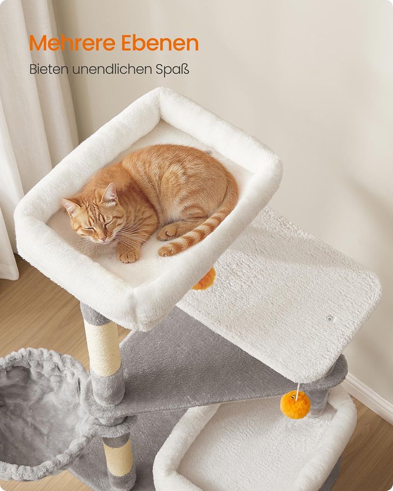 Krabpaal met Twee Kattenholen – 152 cm – Duifgrijs – Voor Meerdere Katten - Image 4