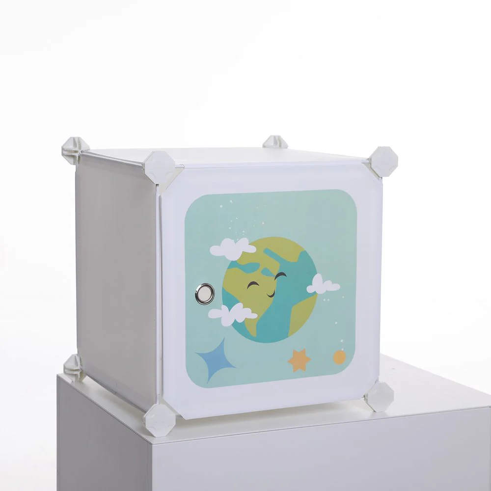 Kubusplank met Ruimtemotief – Kinderkast met 16 Vakken – Inclusief Deuren, Hamer en Kantelbeveiliging – 123 x 123 cm - Image 5