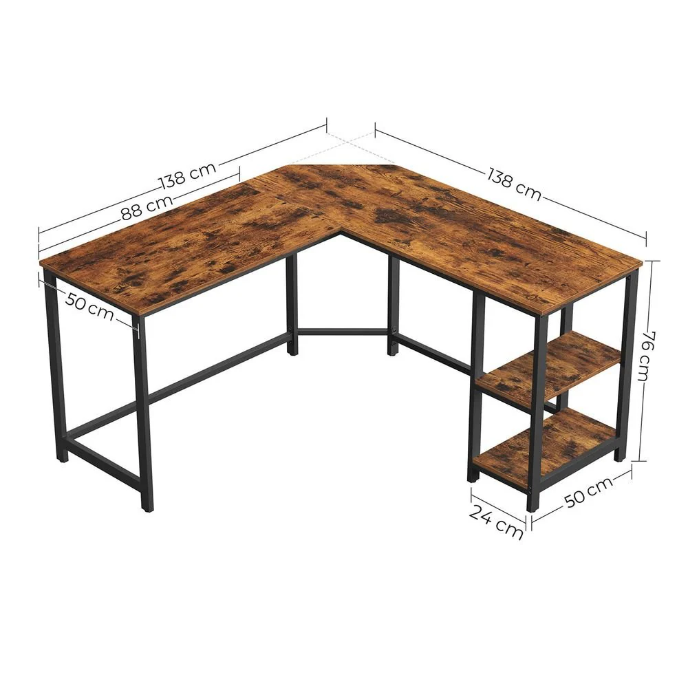 L-vormig Computerbureau met Verwijderbare Opbergplank – Ruimtebesparend Hoekbureau - Image 11
