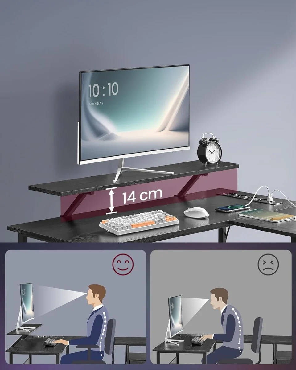 L-vormig Hoekbureau met LED-Verlichting & Stopcontacten - USB-Poorten - Gamebureau - Image 7