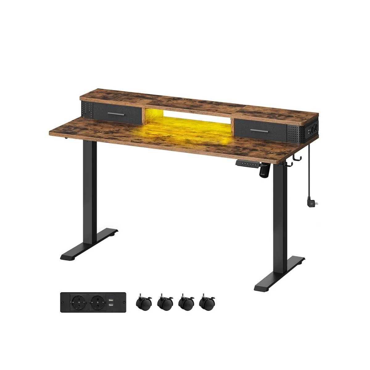 Elektrisch Sta Bureau met LED - Gamebureau - Met Stopcontact & USB-aansluiting - Image 10