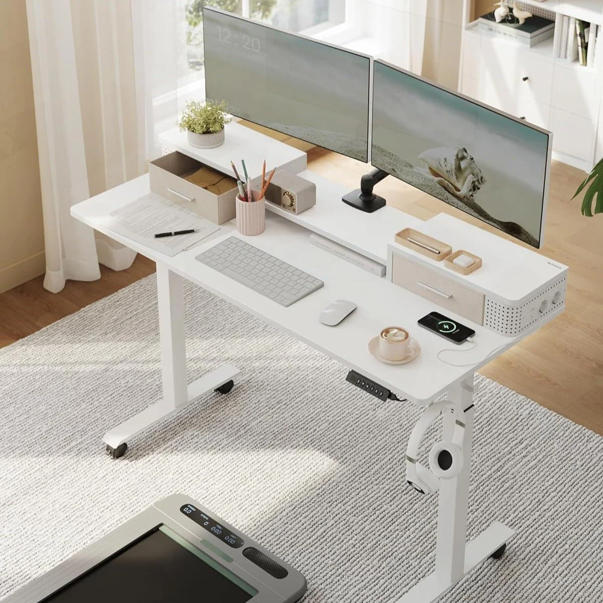 Elektrisch Sta Bureau met LED - Gamebureau - Met Stopcontact & USB-aansluiting - Image 4