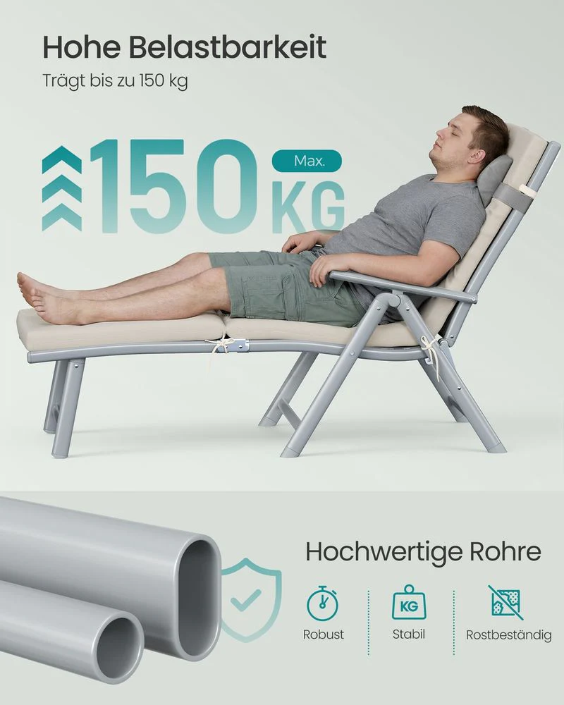 Ligbed Verstelbaar – Inklapbare Zonneligstoel – Met Kussen – Voor Tuin Of Balkon - Image 6