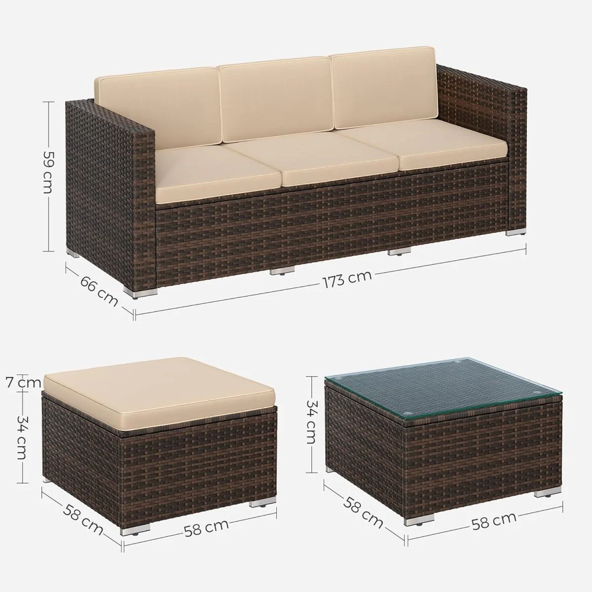 Loungeset met Tafel - Tuinbank - Tuinset - Polyrattan Tuinmeubelset - Image 10