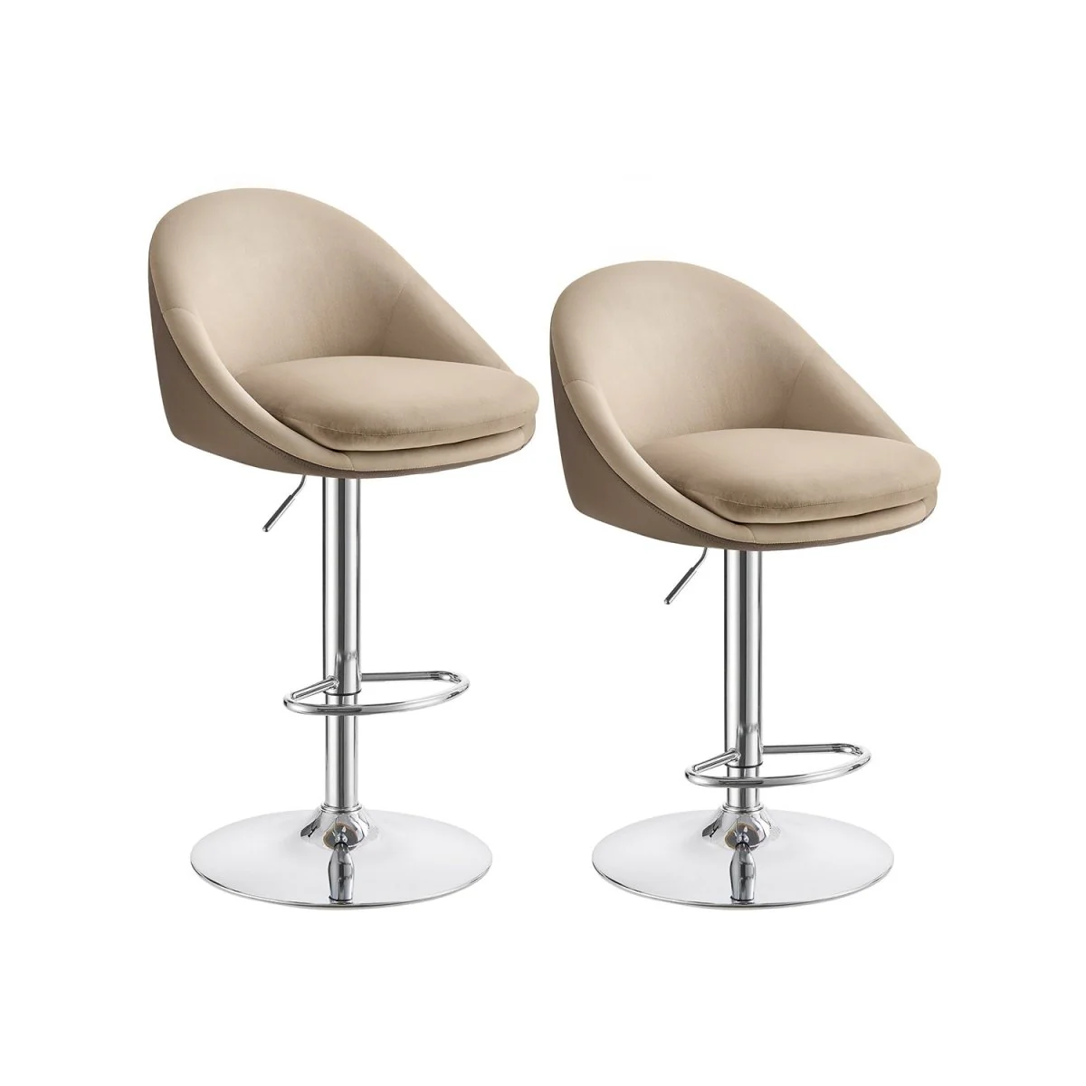 Set van 2 Luxe Barstoelen - Bouclé - Fluweel - Verstelbaar - Image 3