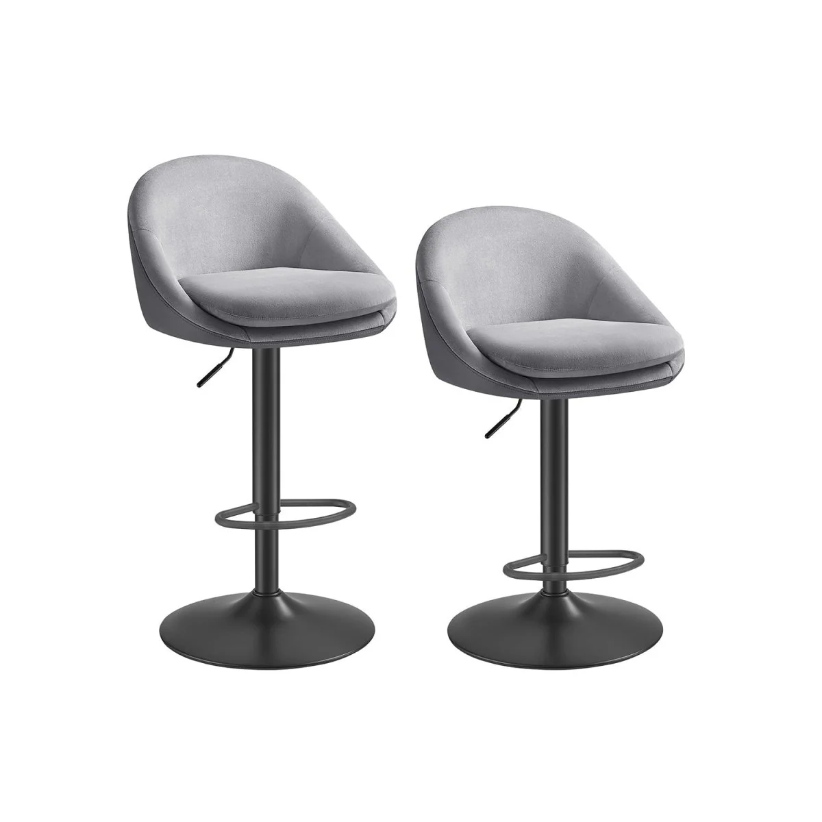 Set van 2 Luxe Barstoelen - Bouclé - Fluweel - Verstelbaar - Image 4