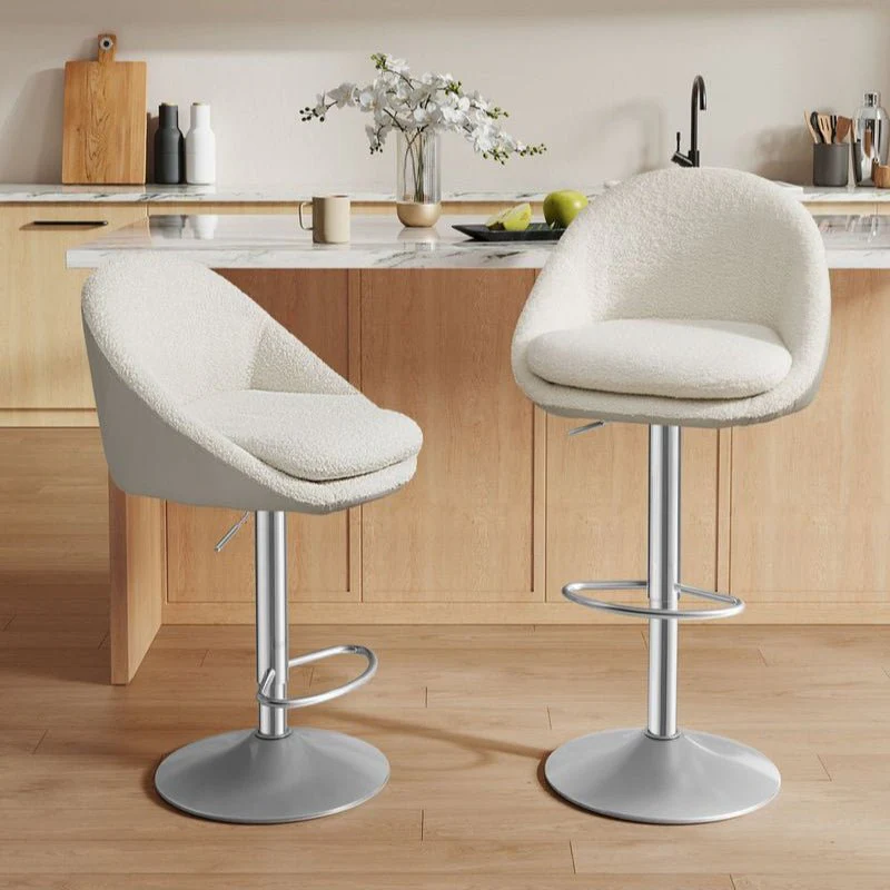 Set van 2 Luxe Barstoelen - Bouclé - Fluweel - Verstelbaar - Image 5