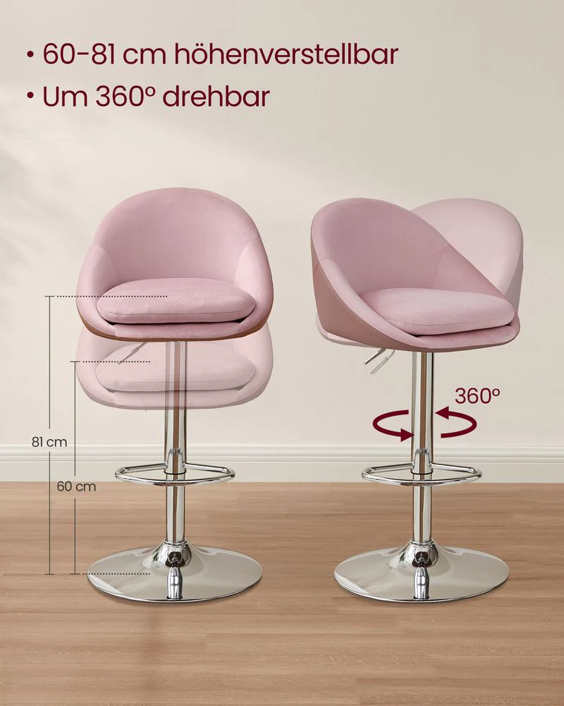 Set van 2 Luxe Barstoelen - Bouclé - Fluweel - Verstelbaar - Image 7
