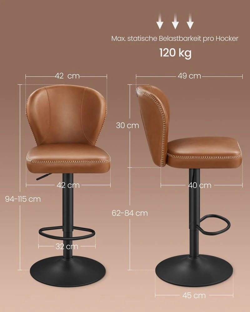 Luxe Barstoelen Set van 2 of 4 - Verstelbaar - 360° Draaibaar - Image 6