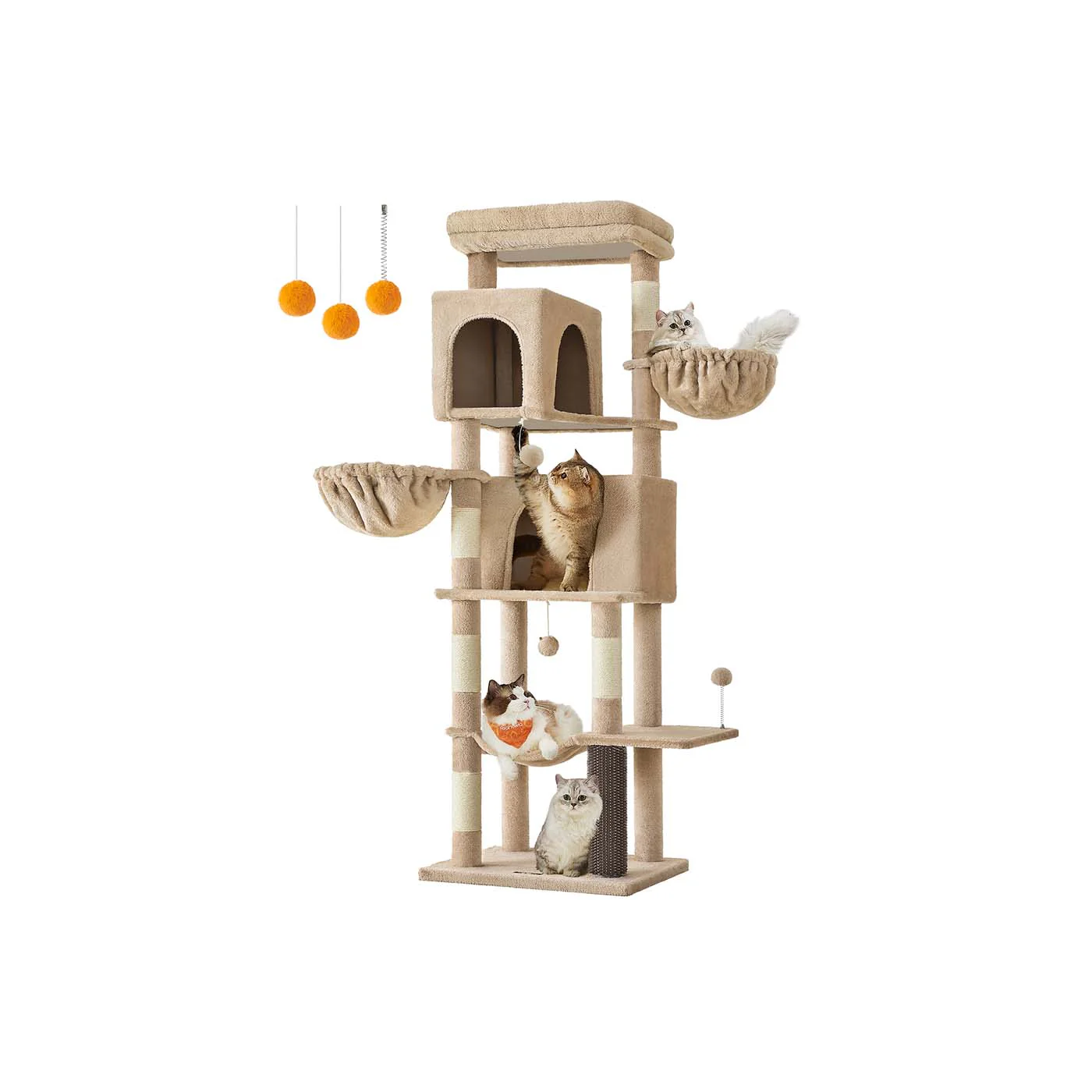 Luxe Krabpaal Met Meerdere Verdiepingen – Comfortabel Kattenhuis Met Hangmat, Krabpalen en Speelaccessoires - Image 4