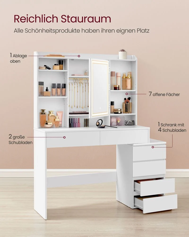 Make-uptafel met LED-verlichting en veel opbergruimte - Modern en Praktisch - Image 4