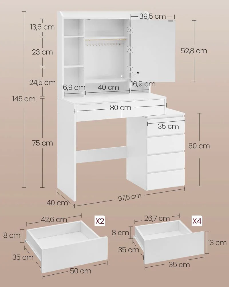 Make-uptafel met LED-verlichting en veel opbergruimte - Modern en Praktisch - Image 6