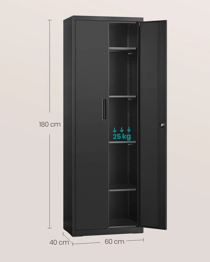 Metalen Archiefkast - 180 cm Hoog - Slot & Sleutels - Verstelbare Planken - Image 10