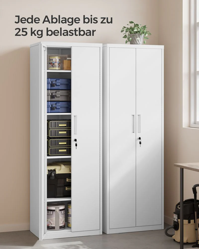 Metalen Archiefkast - 180 cm Hoog - Slot & Sleutels - Verstelbare Planken - Image 11