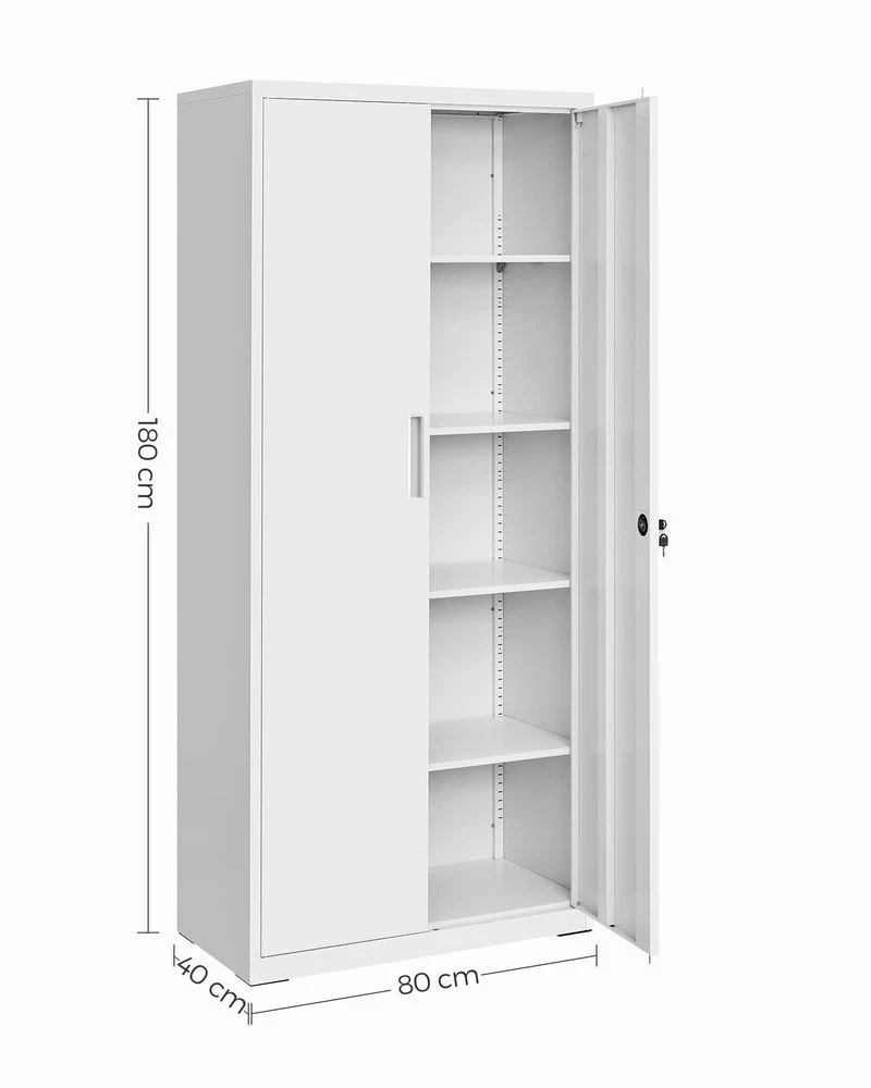 Metalen Archiefkast - 180 cm Hoog - Slot & Sleutels - Verstelbare Planken - Image 9