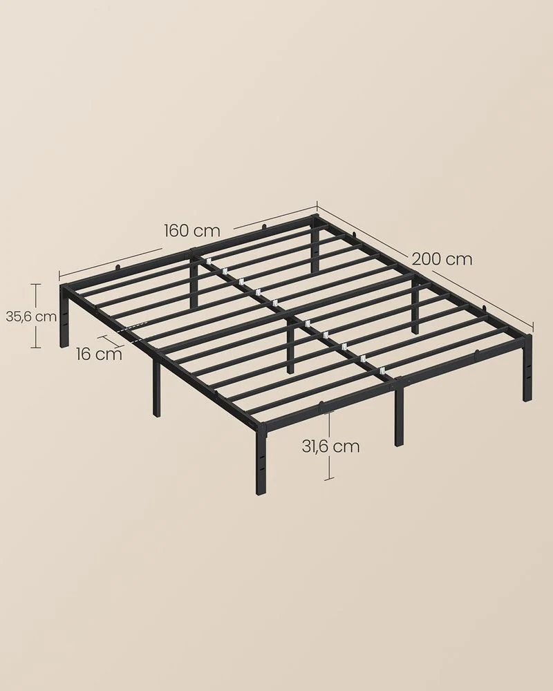 Metalen Bedframe – 90/140/160 x 200 cm – Hoog Onderbed – Geluidsarm – Stabiel en robuust - Image 11