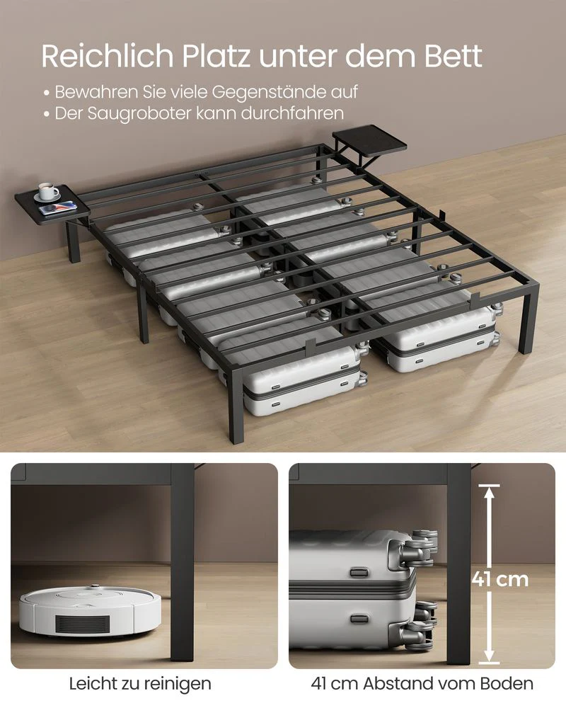 Metalen Bedframe met Tafeltjes – 4 Formaten – Stabiel & Robuust - Tot 454 kg Draagkracht - Image 5