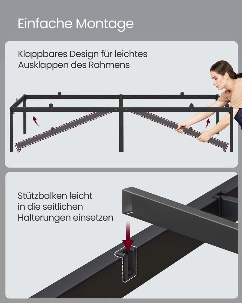 Metalen Bedframe met Tafeltjes – 4 Formaten – Stabiel & Robuust - Tot 454 kg Draagkracht - Image 7