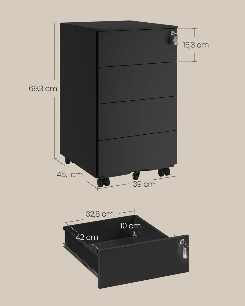 Metalen Ladeblok Met 3 Laden – Compacte Kantooropberger op Wielen – Stevig en Veilig Design - Image 9