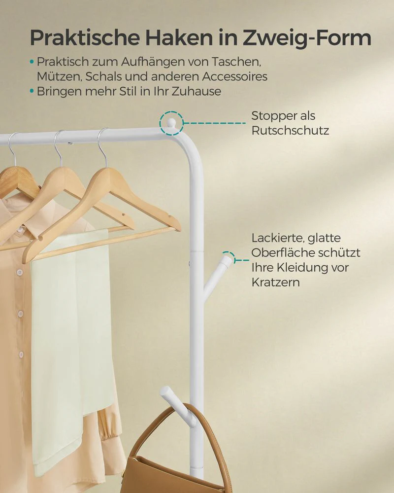 Mobiele Kledingstandaard met Wielen - Veelzijdig Ontwerp - Cactus Haken - Image 3