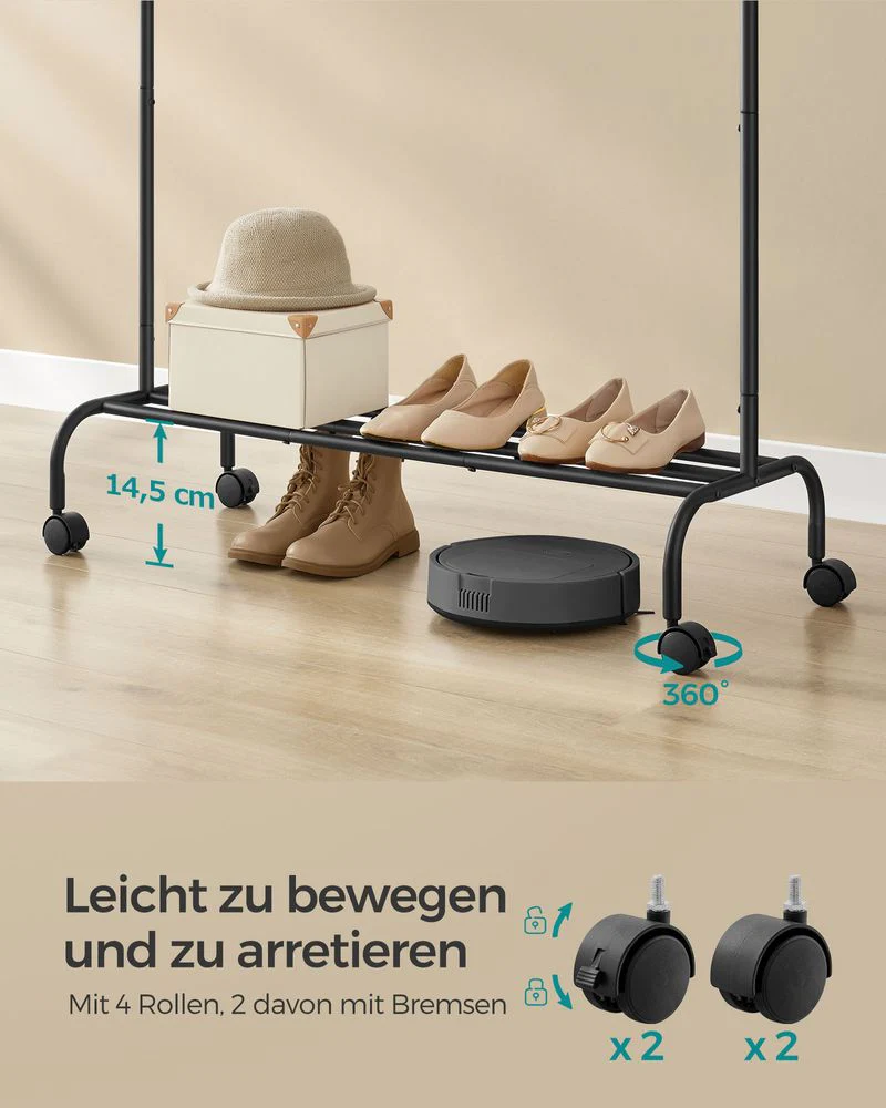 Mobiele Kledingstandaard met Wielen - Veelzijdig Ontwerp - Cactus Haken - Image 5