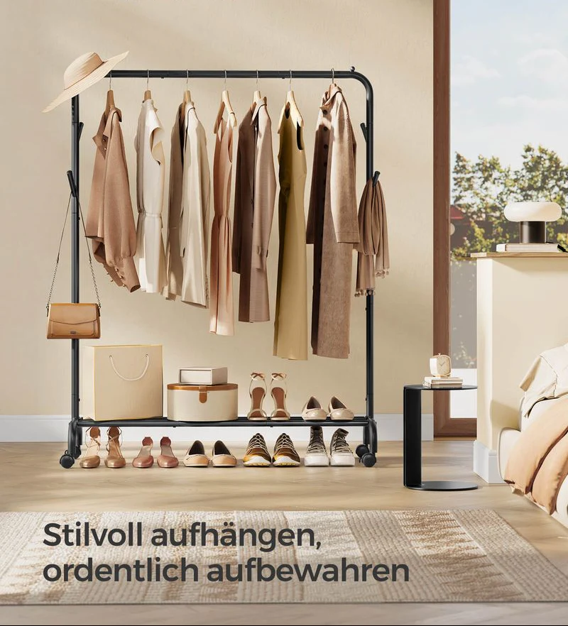 Mobiele Kledingstandaard met Wielen - Veelzijdig Ontwerp - Cactus Haken - Image 7