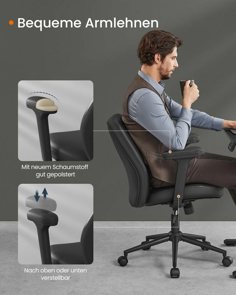 Moderne Bureaustoel – Ergonomisch Design – In Hoogte Verstelbaar – Ademende Bekleding – Tot 120 kg Draagvermogen - Image 6