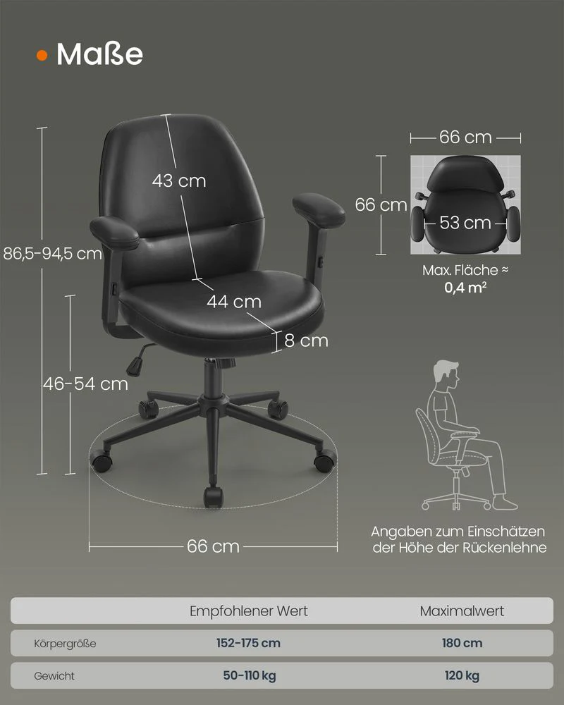 Moderne Bureaustoel – Ergonomisch Design – In Hoogte Verstelbaar – Ademende Bekleding – Tot 120 kg Draagvermogen - Image 8