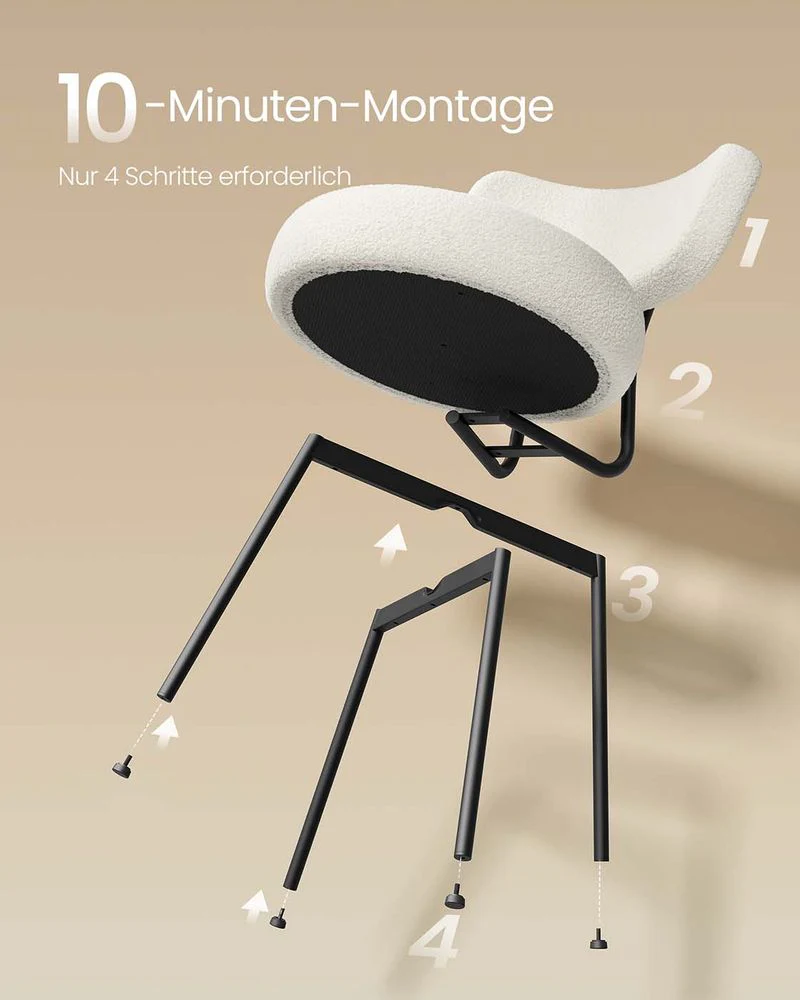 Moderne Eetkamerstoelen – Set van 2 – Gestoffeerd met Fleece – Ronde Zitting met Rugleuning - Image 8