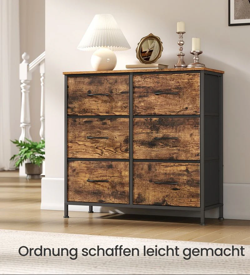 Moderne Kast – Commode Met 6 Laden – Industrieel Design – Stalen Frame – Veel Opbergruimte – 73 cm Hoog - Image 2