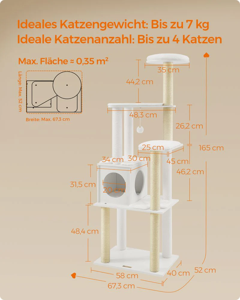 Moderne Krabpaal Van 165 cm – Stijlvol Kattenmeubel Met Zachte Kussens, Krabpalen en Afneembare Hoezen - Image 6