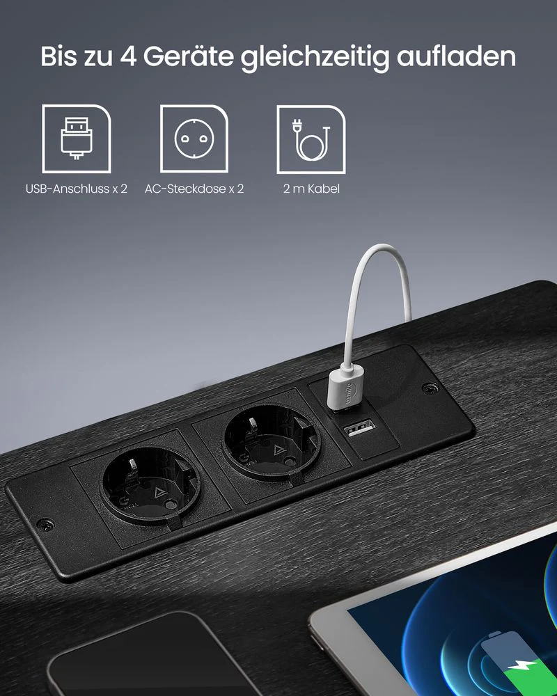 Moderne Nachtkast met LED-Verlichting en Stopcontacten - USB-aansluiting - Image 5