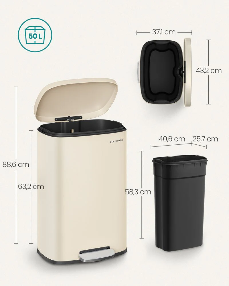 Moderne Pedaalemmer - 50 Liter - Prullenbak - Image 12