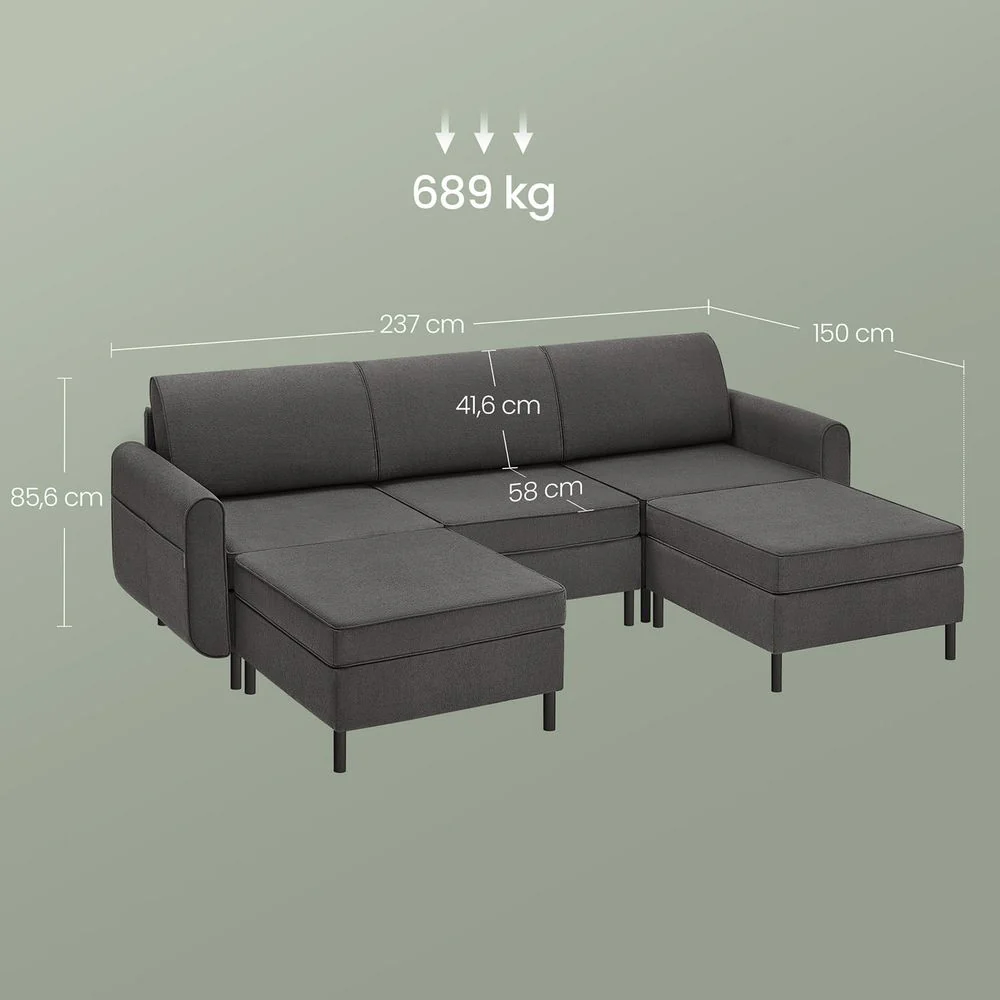Modulaire Bank - Bouclé Bankstel - Verstelbaar - Image 20