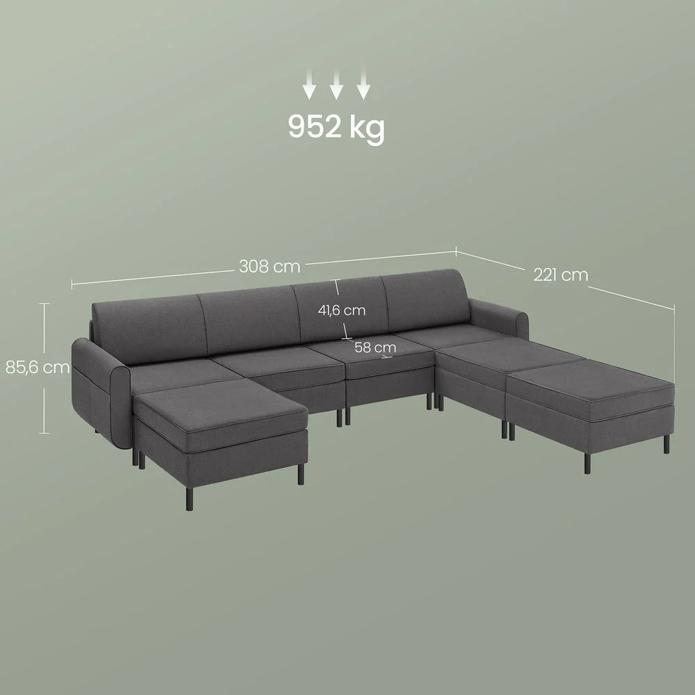Modulaire Bank - Bouclé Bankstel - Verstelbaar - Image 23