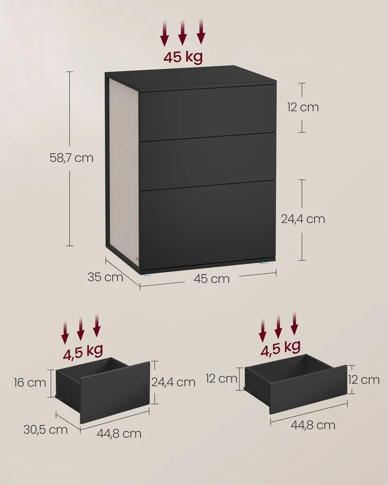 Nachtkastje met 3 Lades - Minimalistisch Design - Image 5