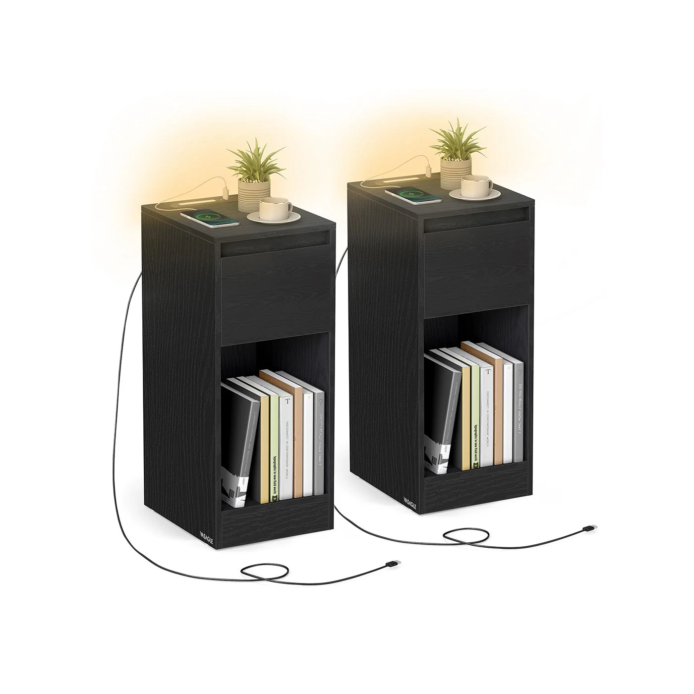 Nachtkastje met LED-Verlichting, USB-A & USB-C – Compact en Functioneel - Image 3