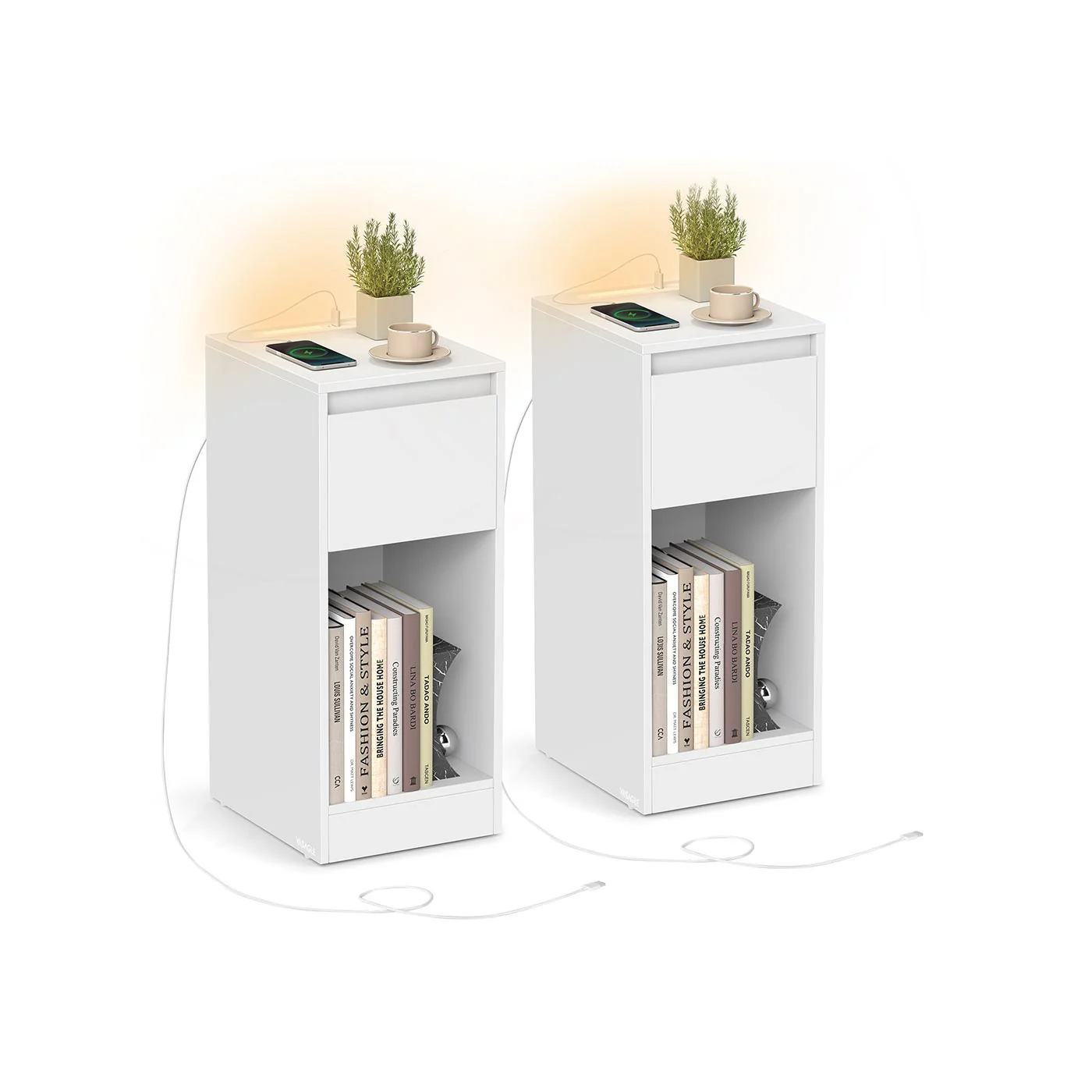 Nachtkastje met LED-Verlichting, USB-A & USB-C – Compact en Functioneel - Image 4