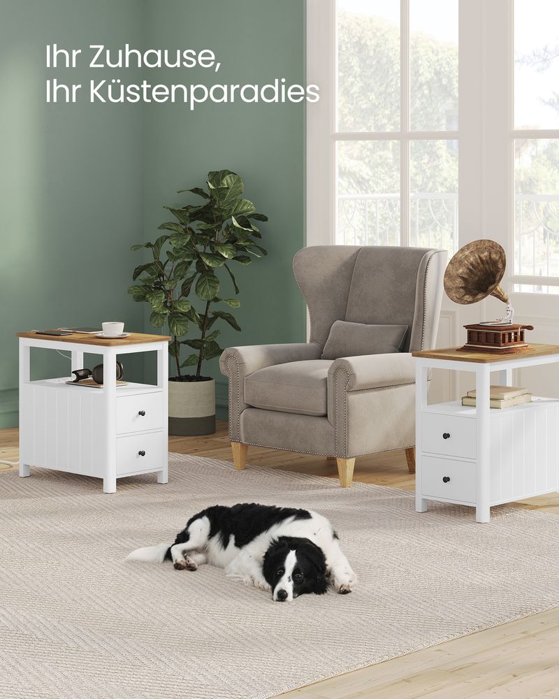 Nachtkastje met Stopcontacten – Walnootlook & Wit - Image 3