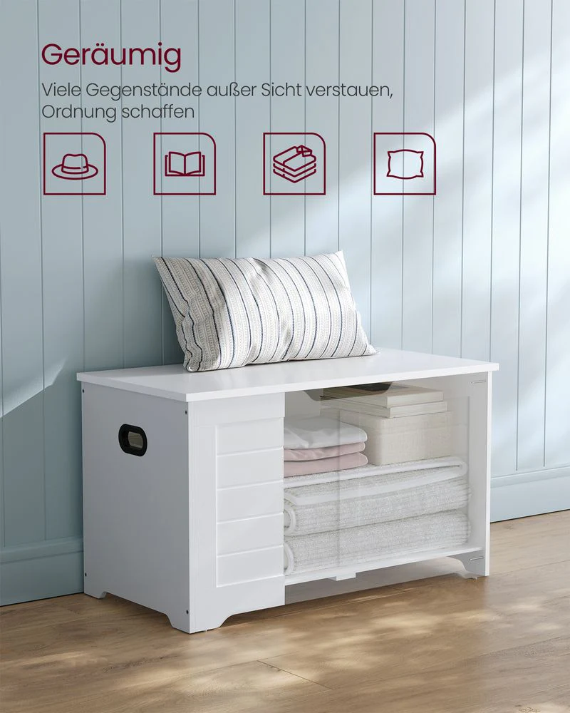 Opbergbank met Deksel – Schoenenbank – Zitkist met Hoog Draagvermogen – Voor Hal, Slaapkamer of Woonkamer - Image 9