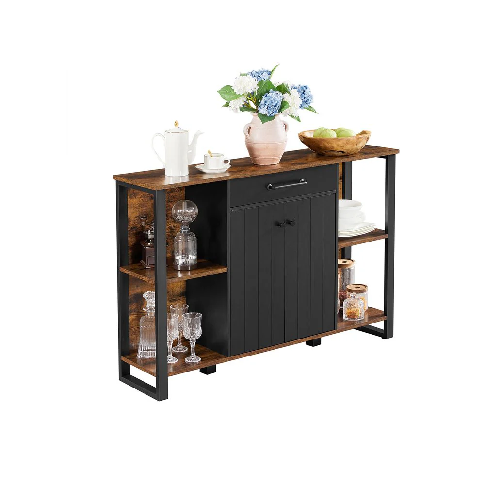 Opbergkast Industrieel – Dressoir met Lades en Deuren – 120 cm Breed – Metaal en Houtlook - Image 6