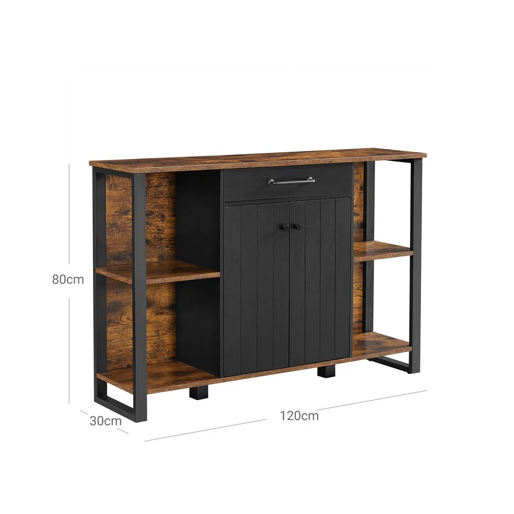 Opbergkast Industrieel – Dressoir met Lades en Deuren – 120 cm Breed – Metaal en Houtlook - Image 7
