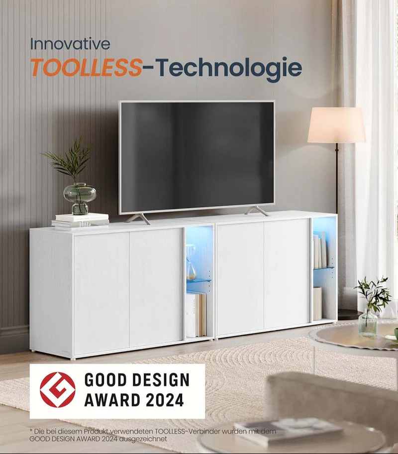 Opbergkast met LED-verlichting - Dressoir met Open & Gesloten Vakken - Image 4