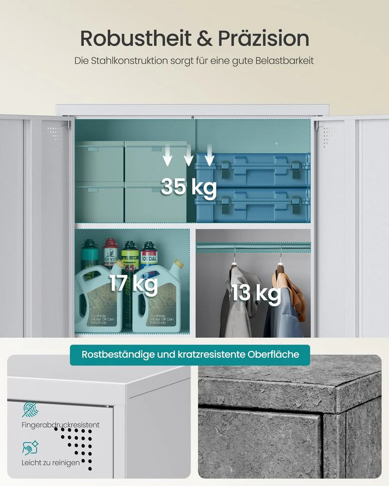 Opbergkast Staal – Met Hangstang En Legplanken – Afsluitbaar – Multifunctionele Kast - Image 6
