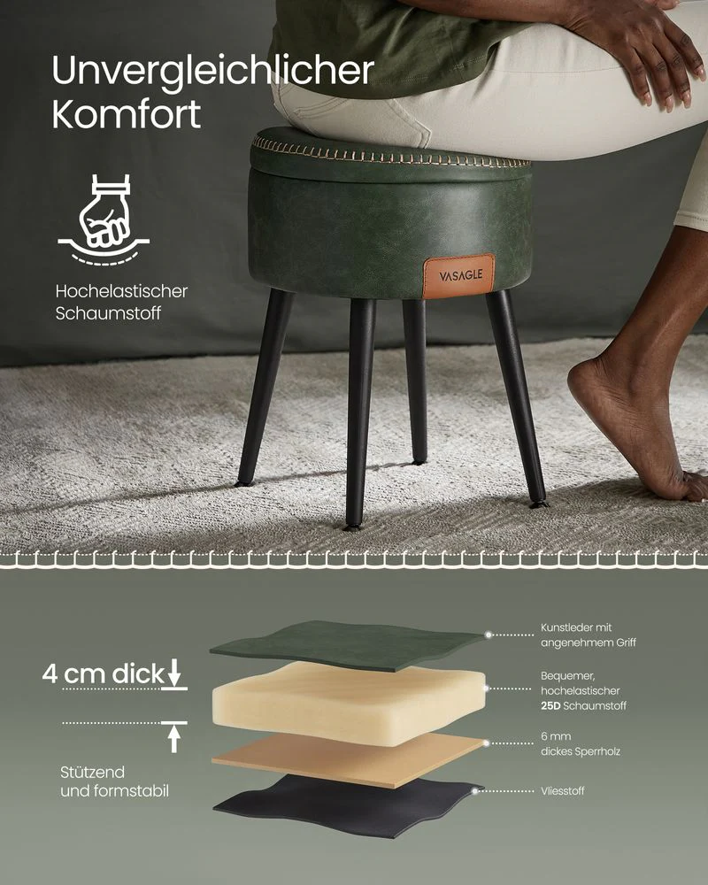 Opbergkruk Rond – Met Deksel & Opbergruimte – 44 cm Hoog – Tot 150 kg Draagvermogen – EKHO Collectie - Image 8