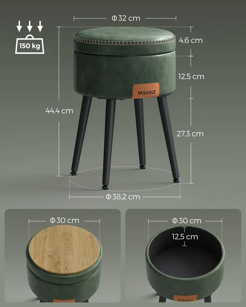 Opbergkruk Rond – Met Deksel & Opbergruimte – 44 cm Hoog – Tot 150 kg Draagvermogen – EKHO Collectie - Image 9