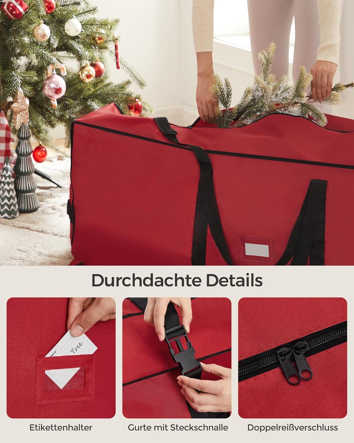 Opbergtas Voor Kerstboom Met Wielen – Stevig Oxford-Weefsel – Dubbele Rits – Voor Bomen Tot 274 cm - Image 7