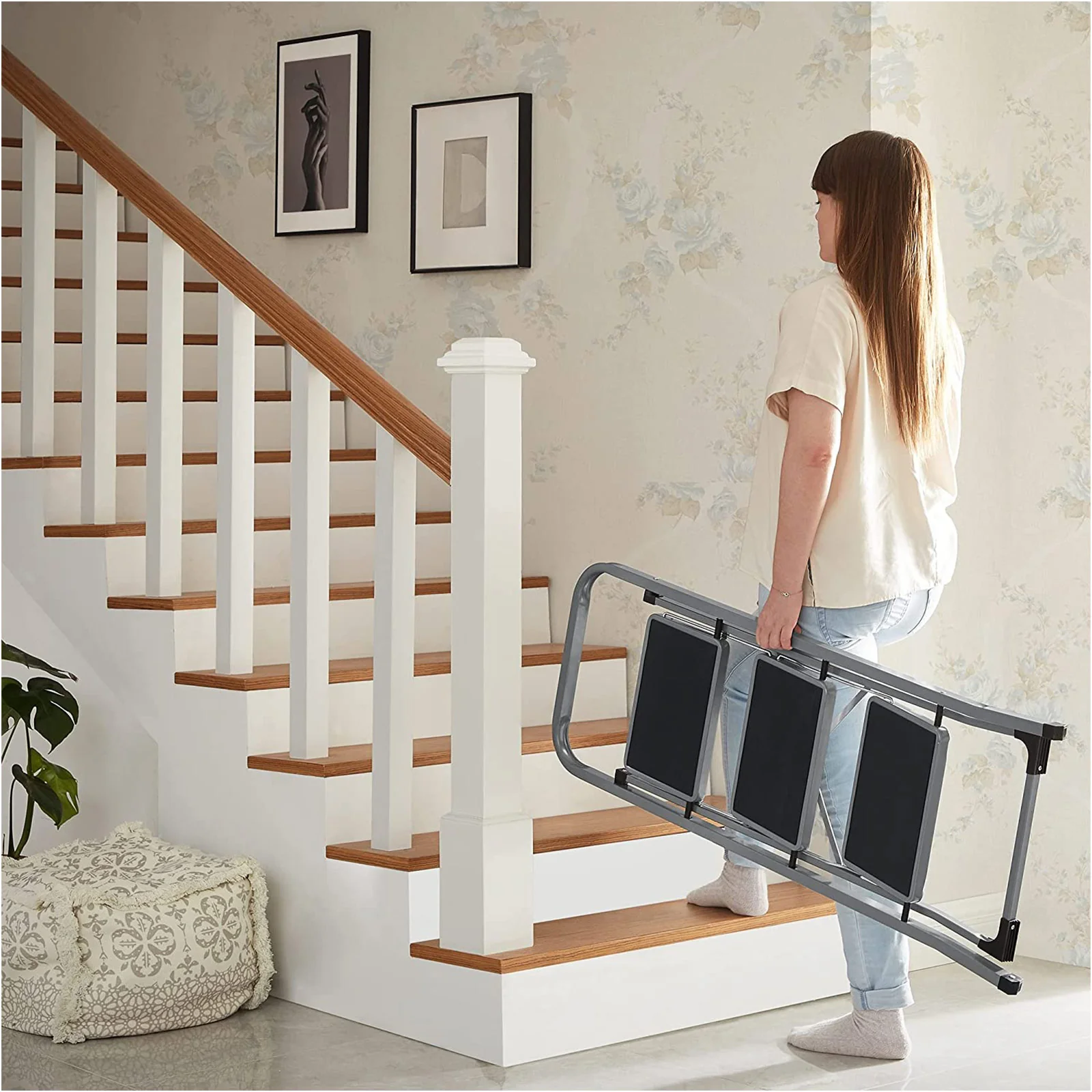 Opvouwbare Huishoudtrap – 3 Treden – Stalen Trapladder met Handgreep – 150 kg Draagvermogen - Image 6